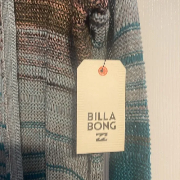 Billabong stripes over you open long sleeve striped cardigan size small NWT - Picture 4 of 11